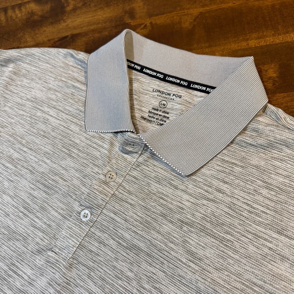 London Fog Collection Polo Shirt Gray Space Dye Performance Men's L Large